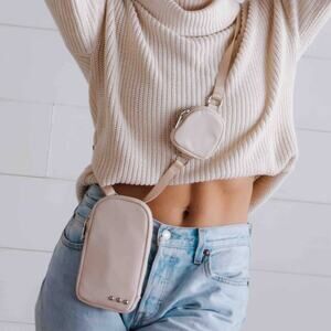 Cream Nylon Crossbody Bag with Pouch